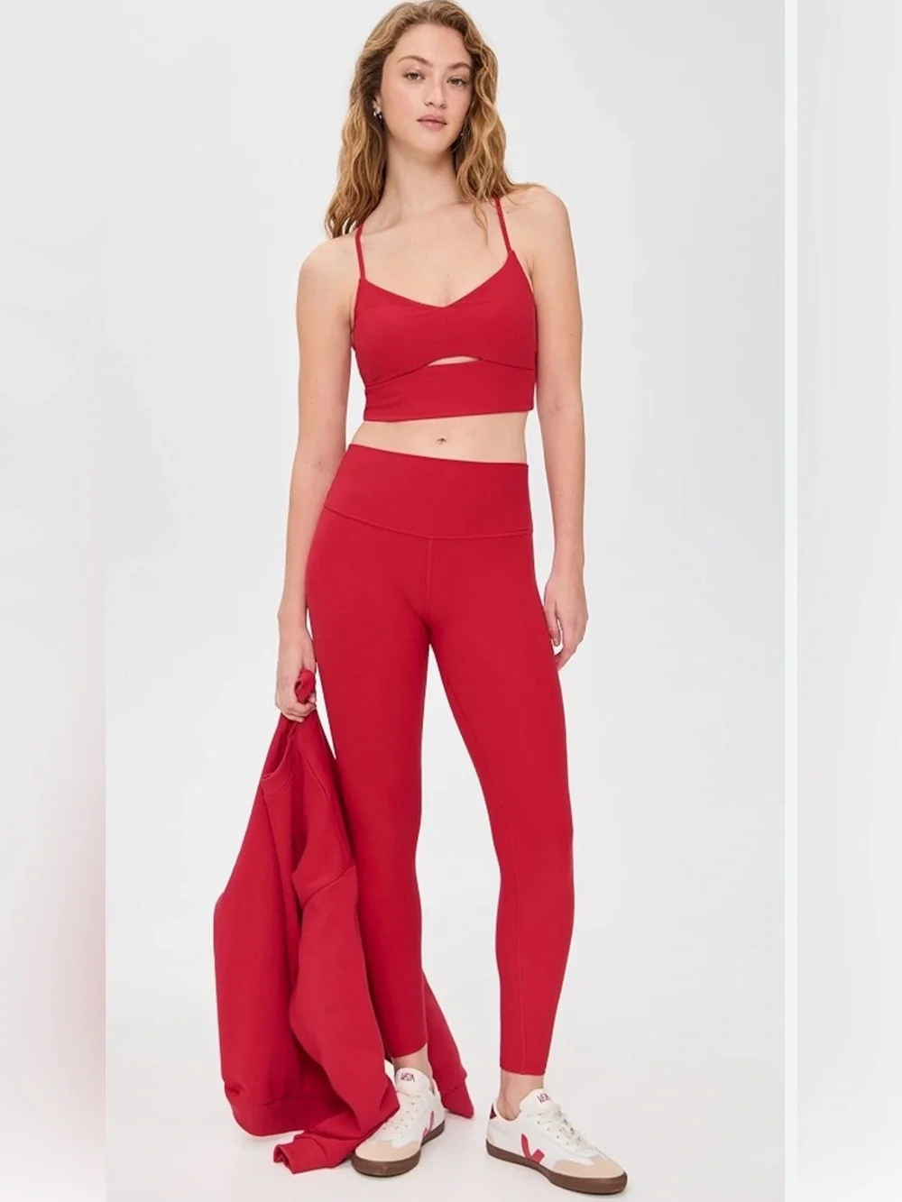 NWT ALO Alosoft High-Waist 7/8 Highlight Leggings, Size M, in Bold Red